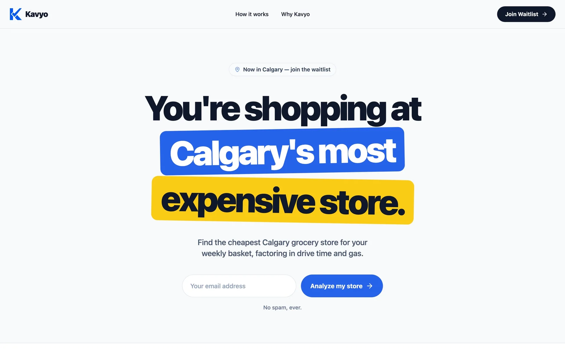 Kavyo landing page