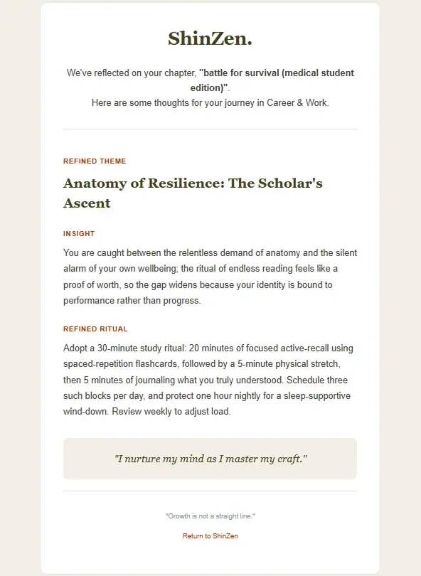 Shinzen Intelligence interface detail